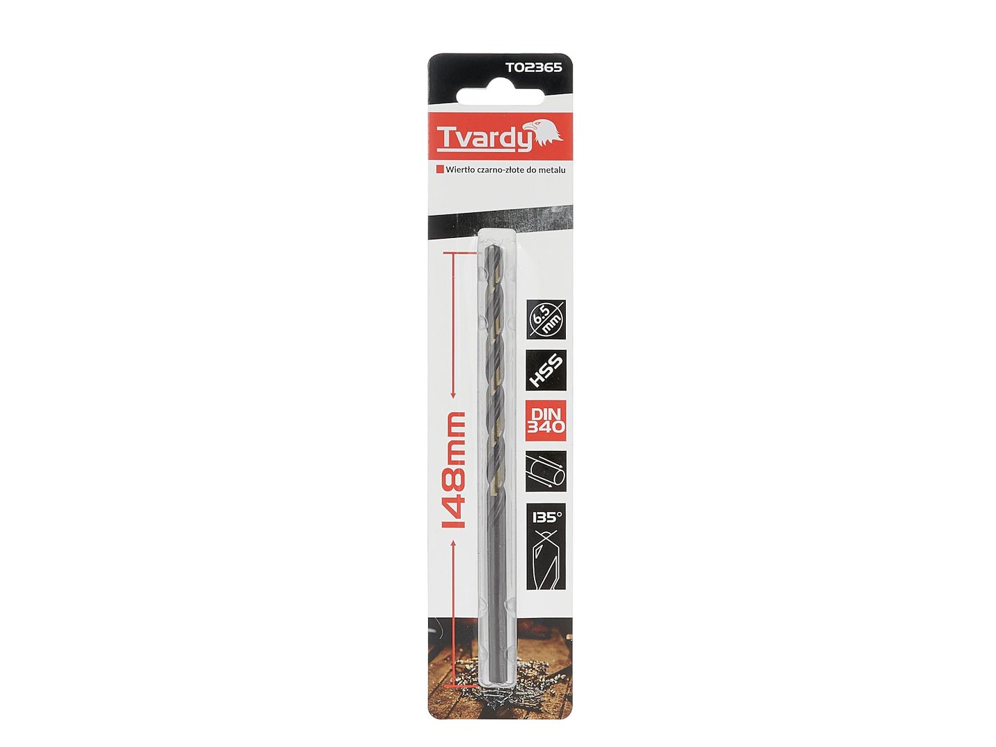Černozlatý prodlužovací vrták do kovu HSS M2 6,5 mm (1/75/300) – Geko 4