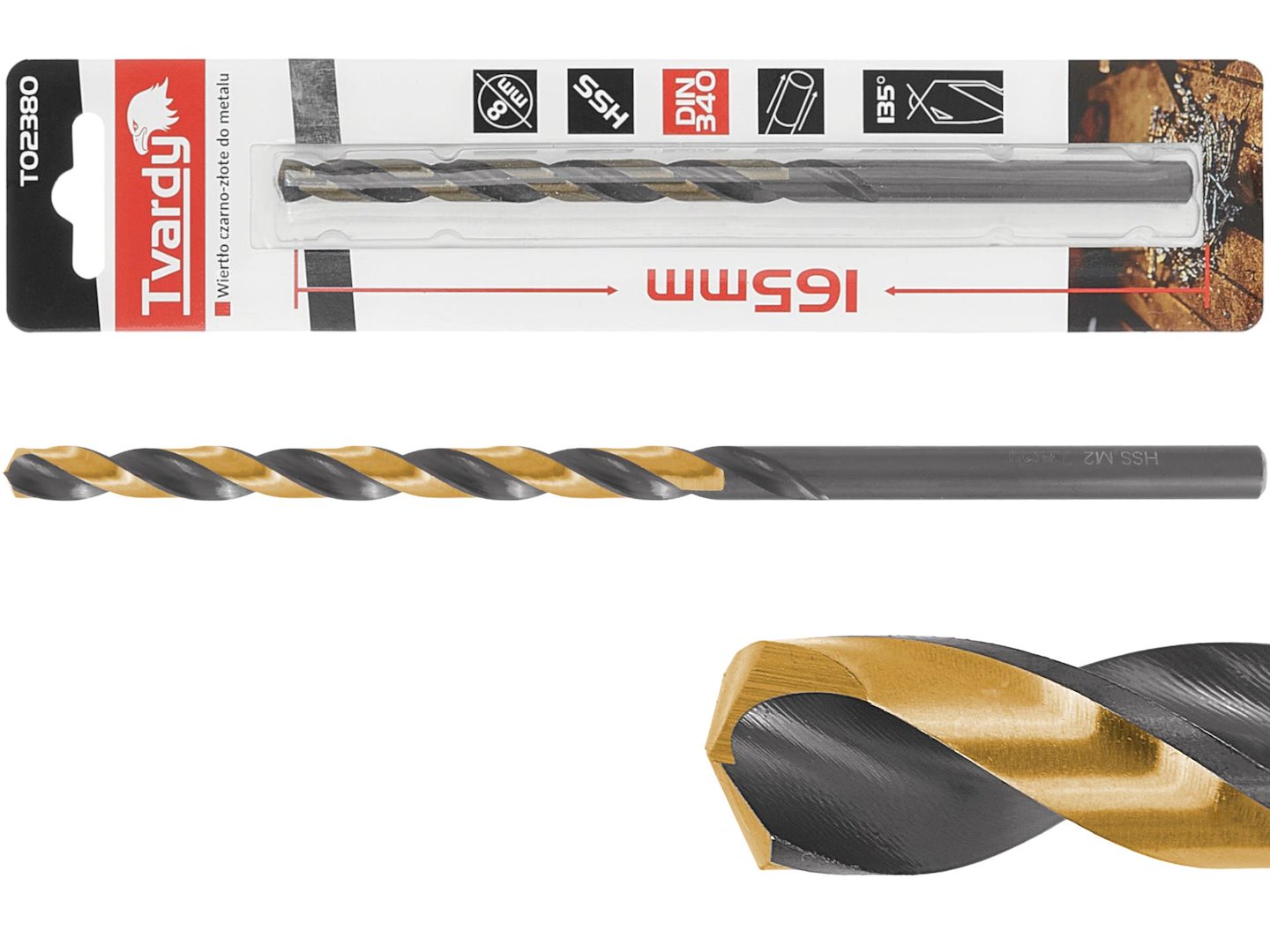 Černozlatý prodlužovací vrták HSS M2 8,0 mm – celkový pohled
