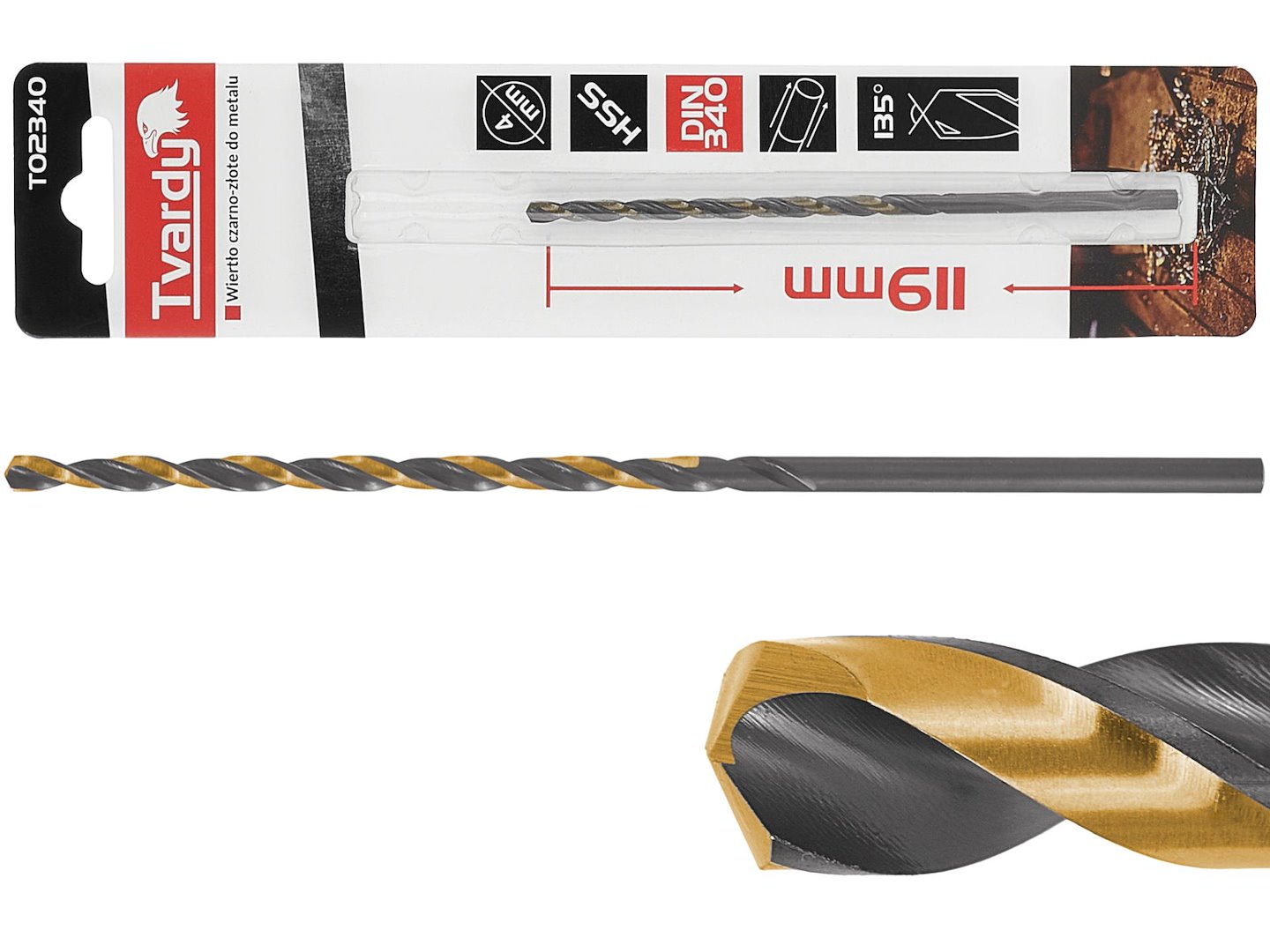 Černozlaté prodlužovací vrtáky HSS M2 4,0 mm – celkový pohled