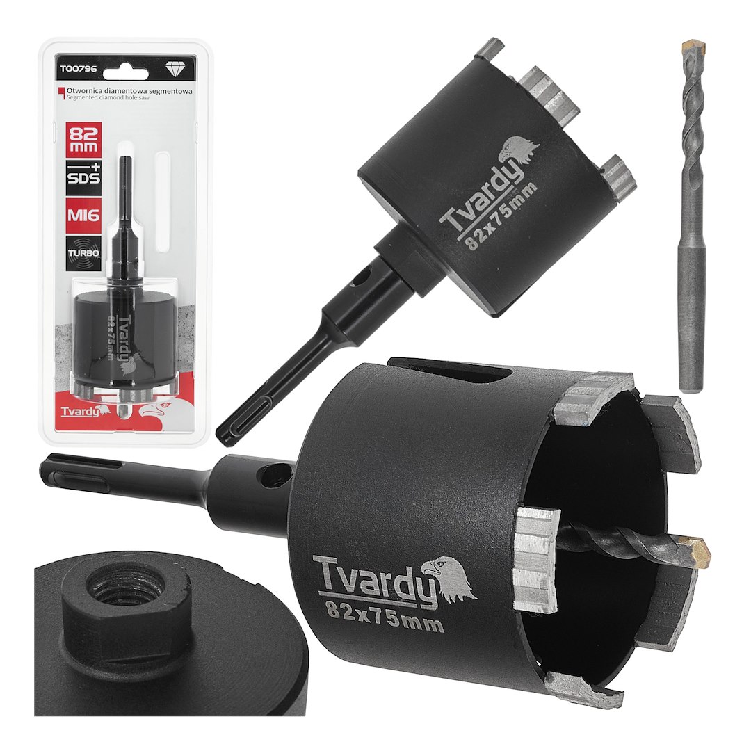 Diamantová děrovka turbo 82 mm SDS Plus M16 – celkový pohled