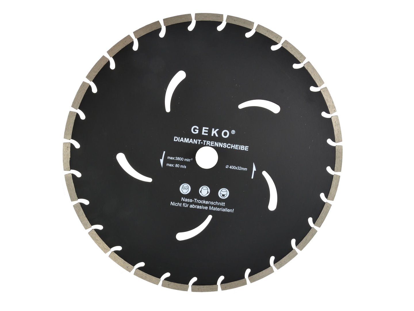 Diamantový kotouč černý 400x10x32mm Geko – pohled zepředu