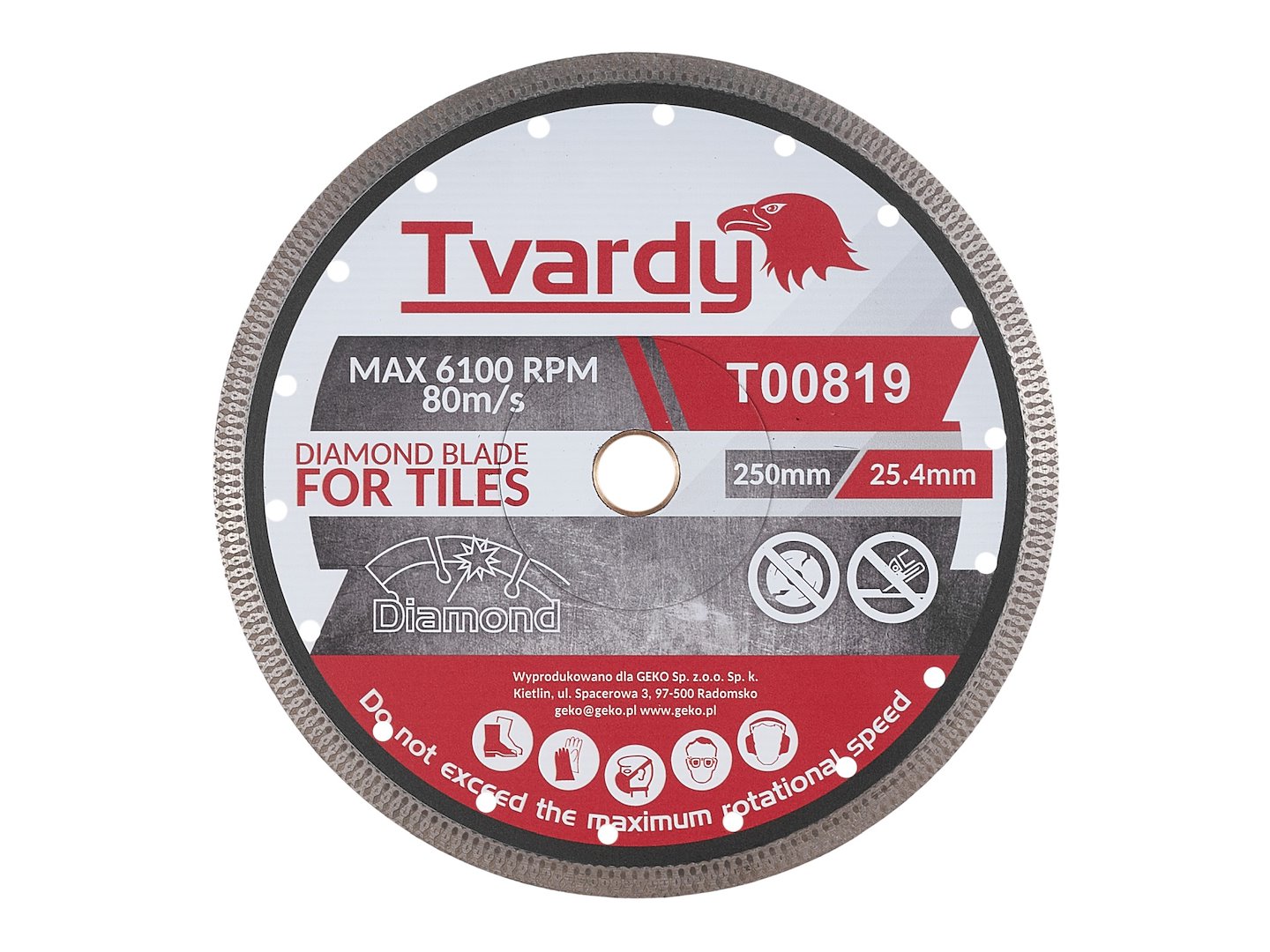 Diamantový kotouč na gres 250x10x25,4/22,23 mm PROFI – pohled zepředu