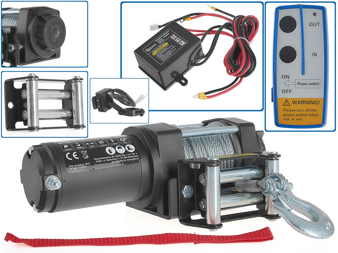 Elektrický naviják Geko 12V 3500 LB – celkový pohled