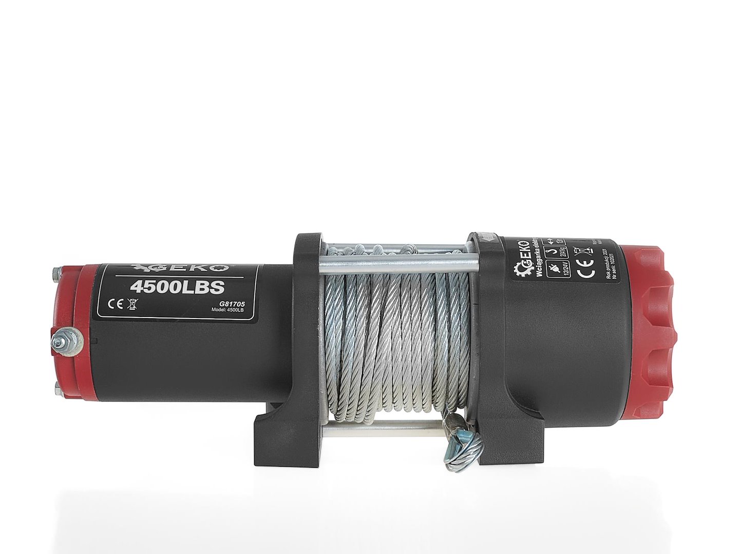 Elektrický naviják Geko 12V 4500 LB – ocelové lano