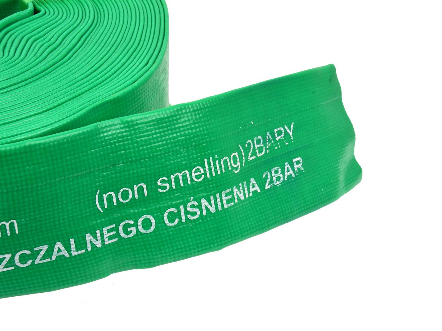 Hadice PVC 2 palce zelená – pohled na průřez a průměr hadice
