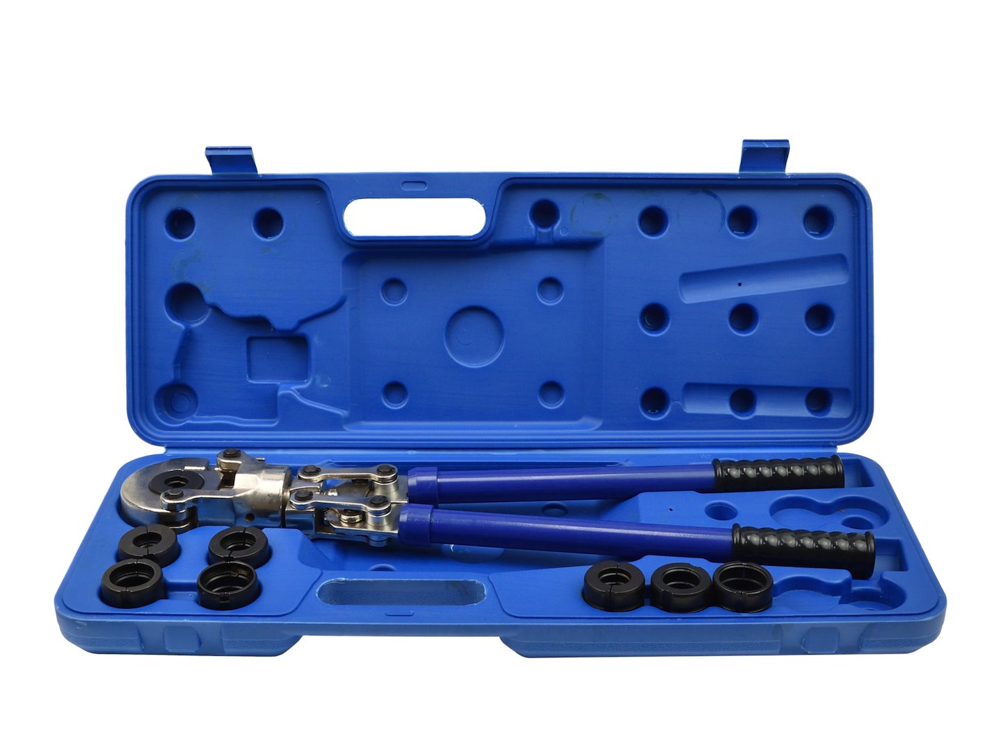 Hydraulická lisovací kleště Geko G00902 – detail otočné hlavy čelistí 360°