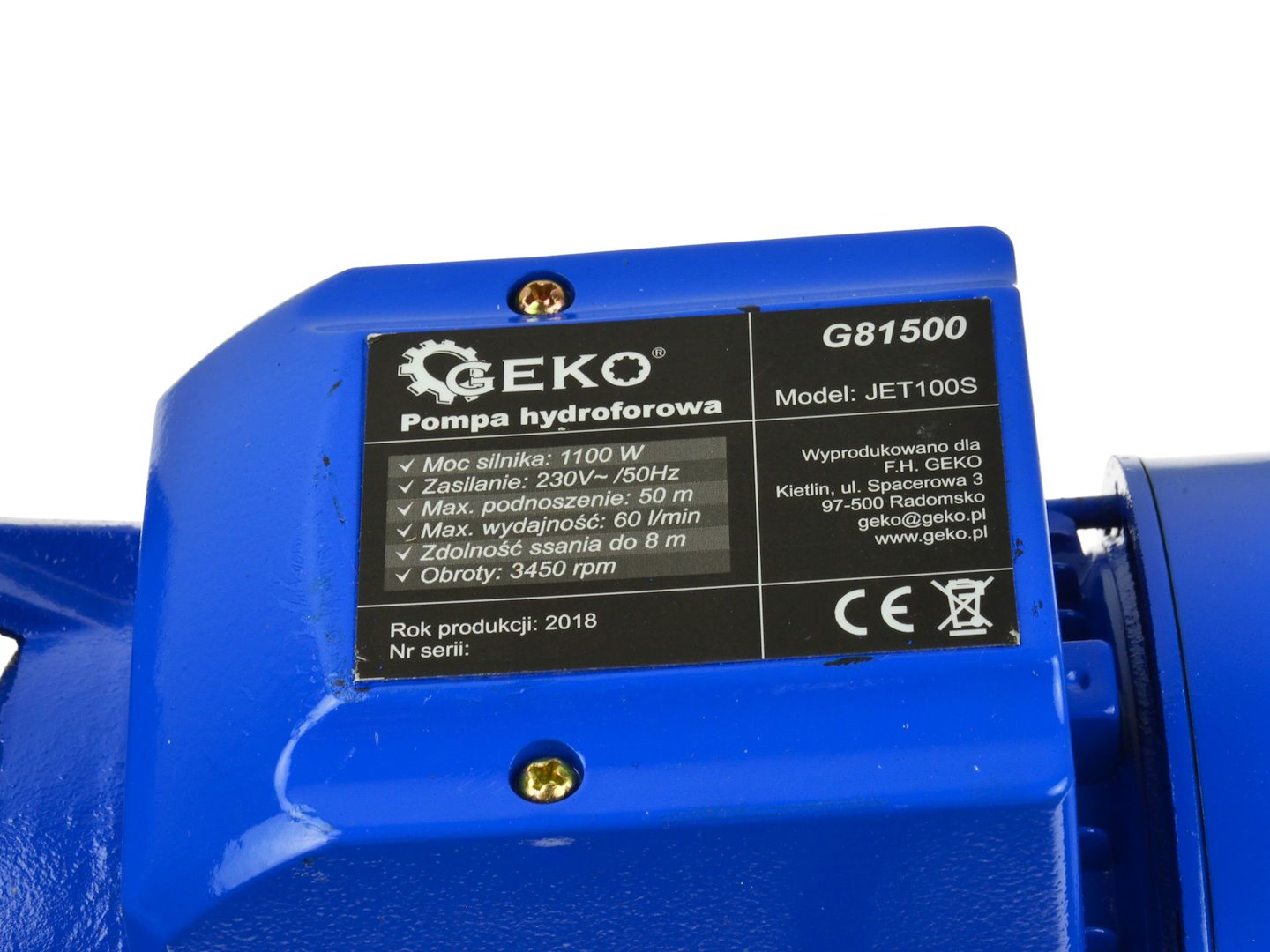 Hydroforová pumpa Geko JET100S 1100W 4