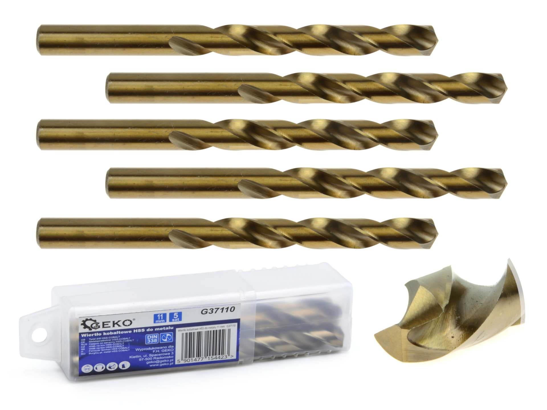 Kobaltové vrtáky HSS do kovu 11 mm – celkový pohled na sadu