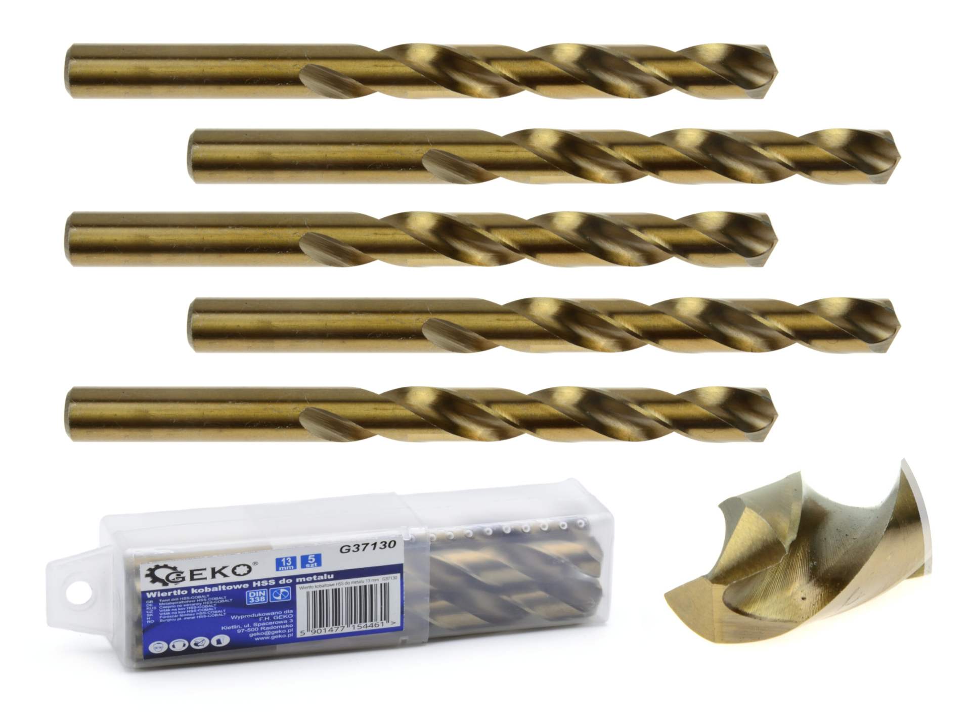 Kobaltové vrtáky HSS 13 mm Geko – celkový pohled