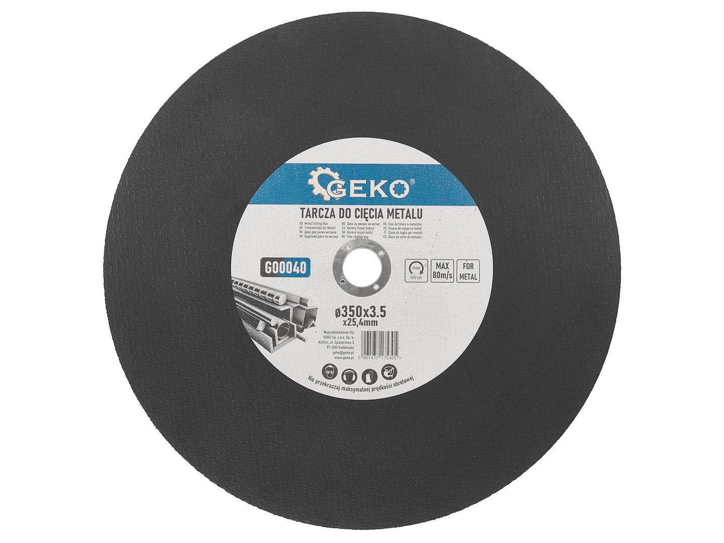 Kotouč na kov Geko 350x3,5x25,4 mm – pohled na kotouč z balení 25 kusů