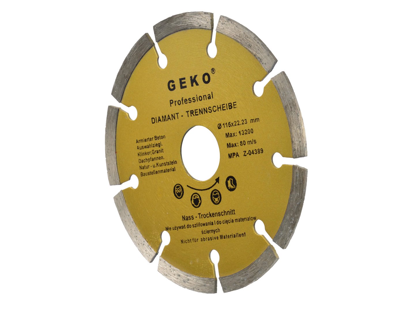 Kotouč průměr 115 mm segmentový Geko – detail středového otvoru