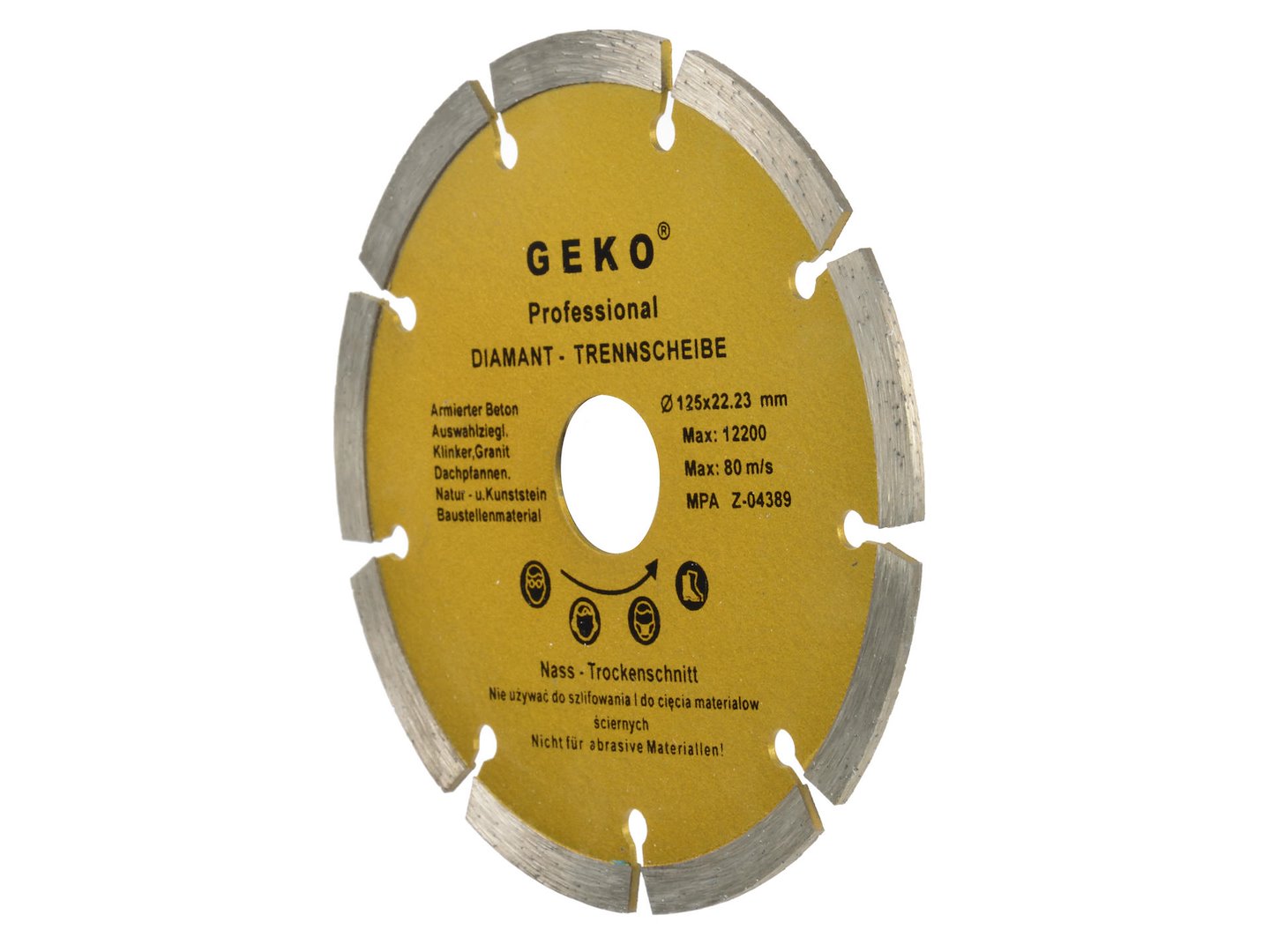 Kotouč průměr 125 mm segmentový GEKO – detail kotouče a balení