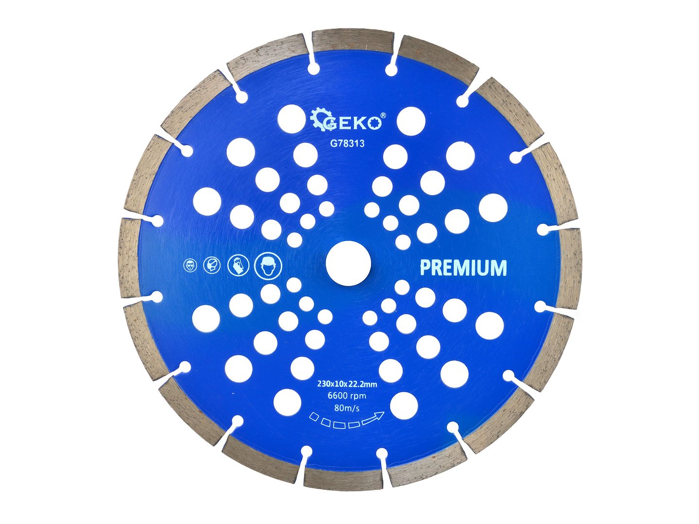 Kotouč průměr 230 x 10 x 22,2 mm segmentový GEKO PREMIUM by laser – celkový pohled na produkt