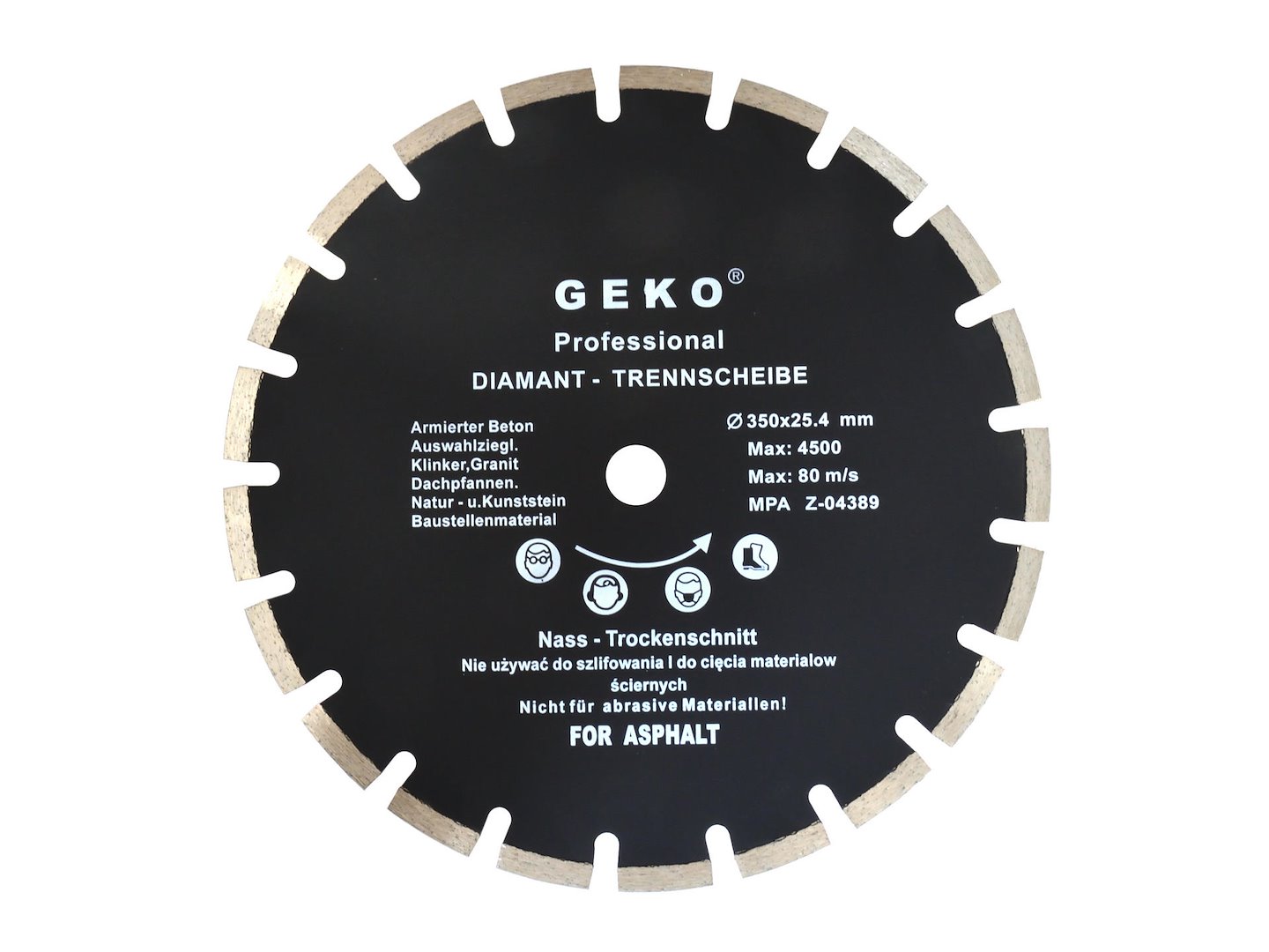 Kotouč průměr 350 x 25,4 mm asfalt GEKO – celkový pohled