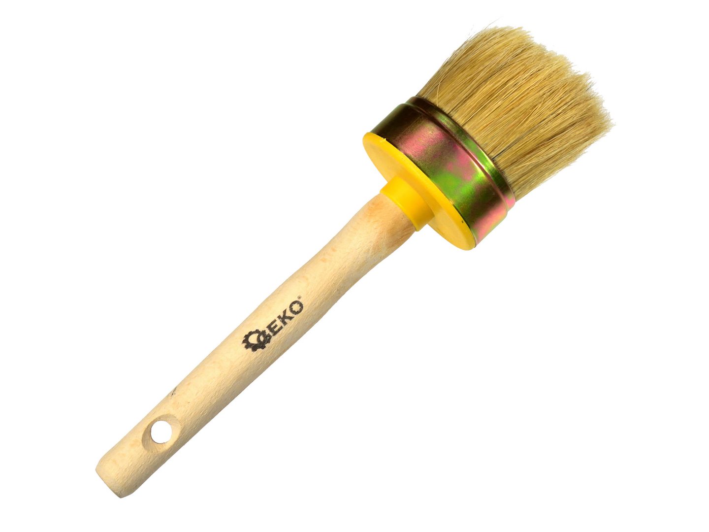 Kulatý štětec Geko GOLD 60 – celkový pohled na štětec s dřevěnou rukojetí