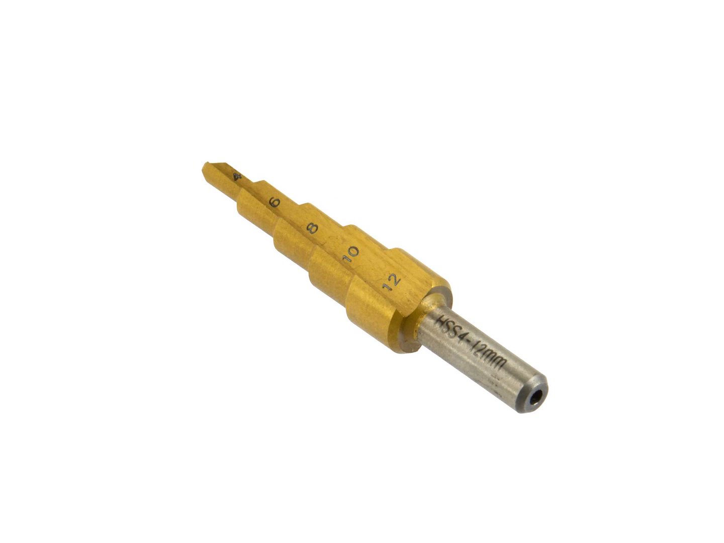 Kuželový vrták HSS TiN 4–12 mm Geko – celkový pohled
