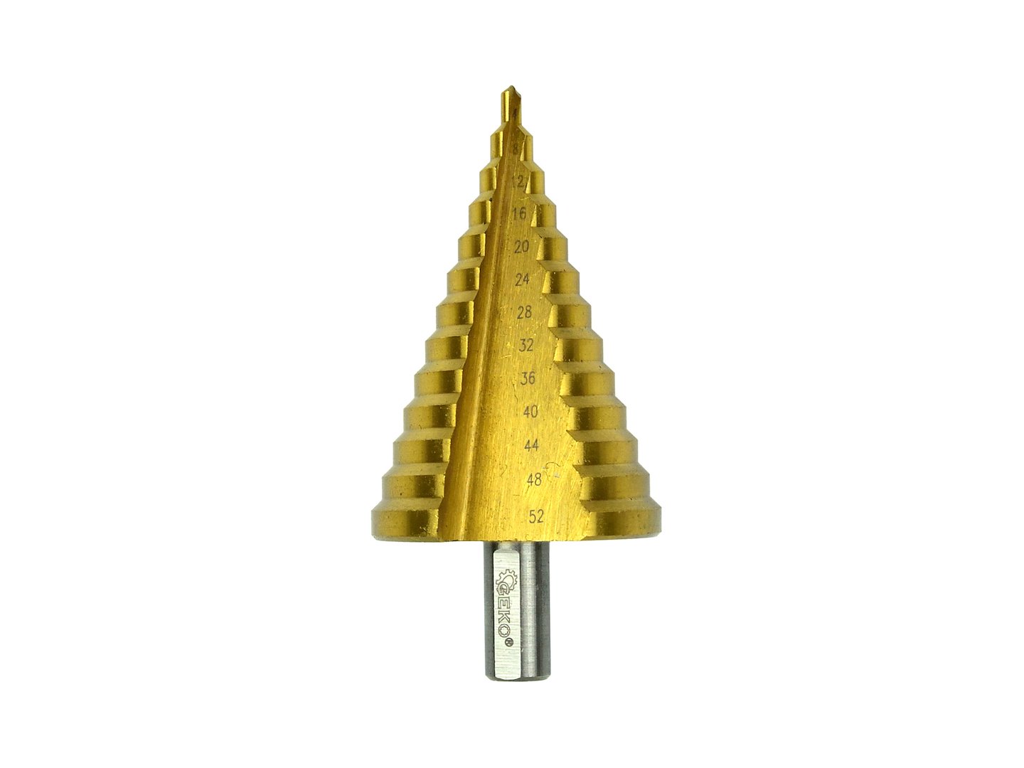 Kuželový vrták HSS TiN 4-52 mm – detail TiN povlaku