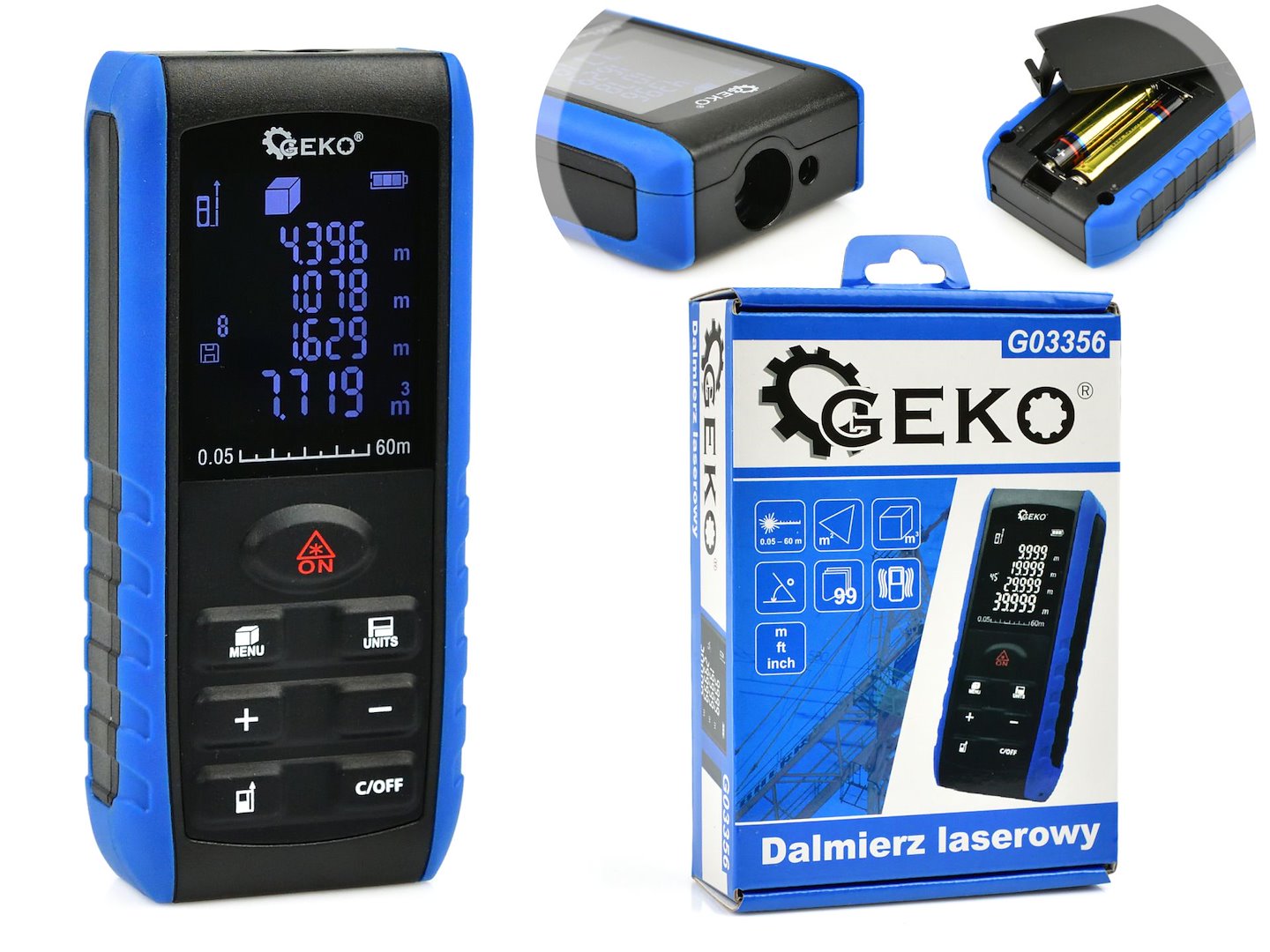 Laserový dálkoměr Geko G03356 – celkový pohled