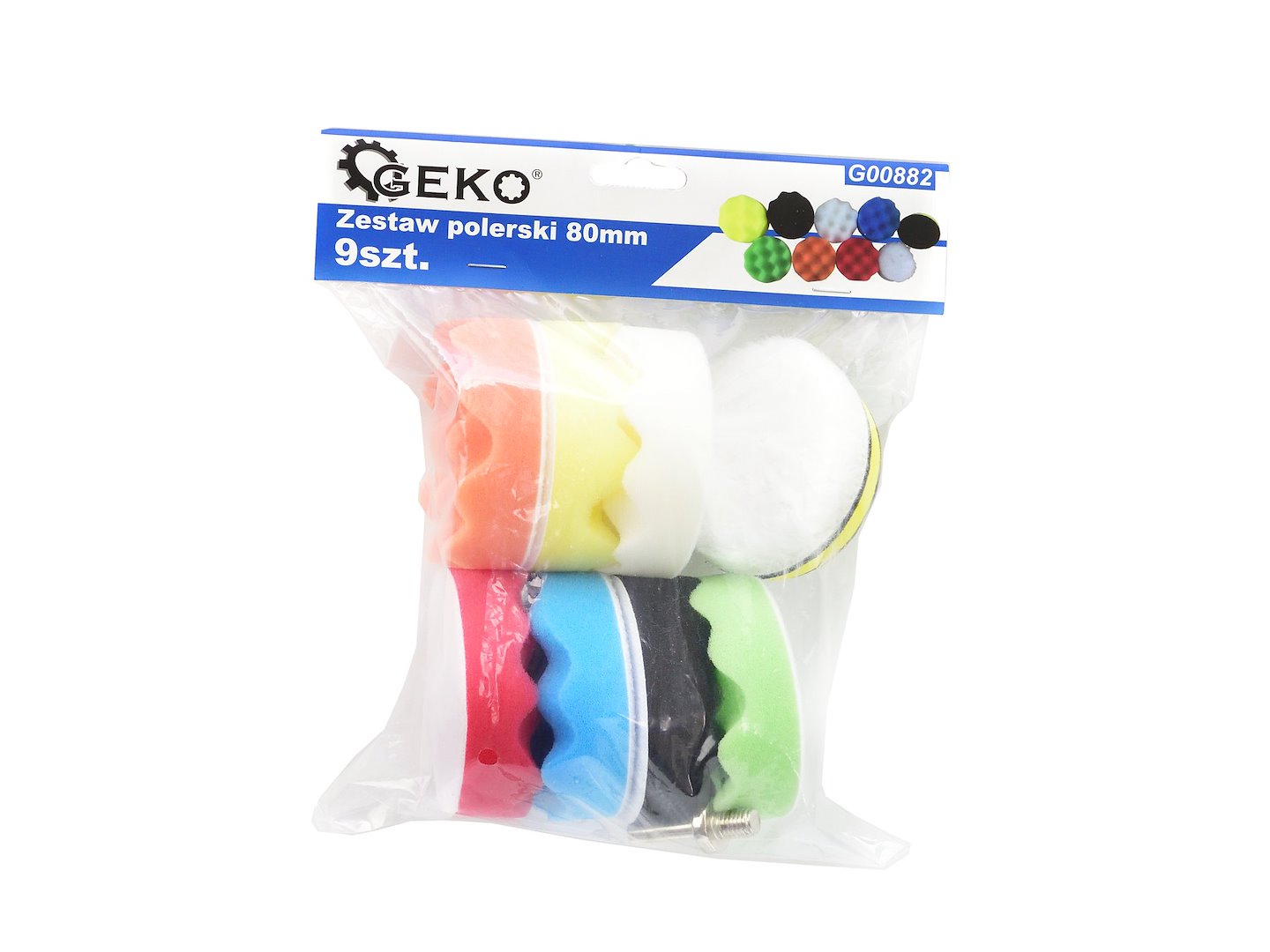 Lešticí sada 80 mm 9 ks Geko – celkový pohled na sadu