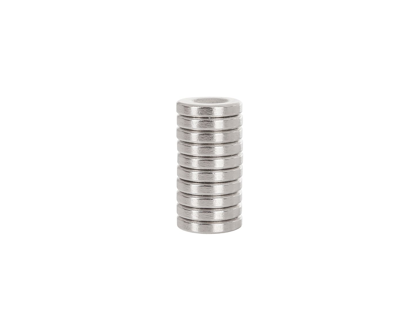 Neodymový válečkový magnet 14x3 mm – pohled na sadu 10 kusů