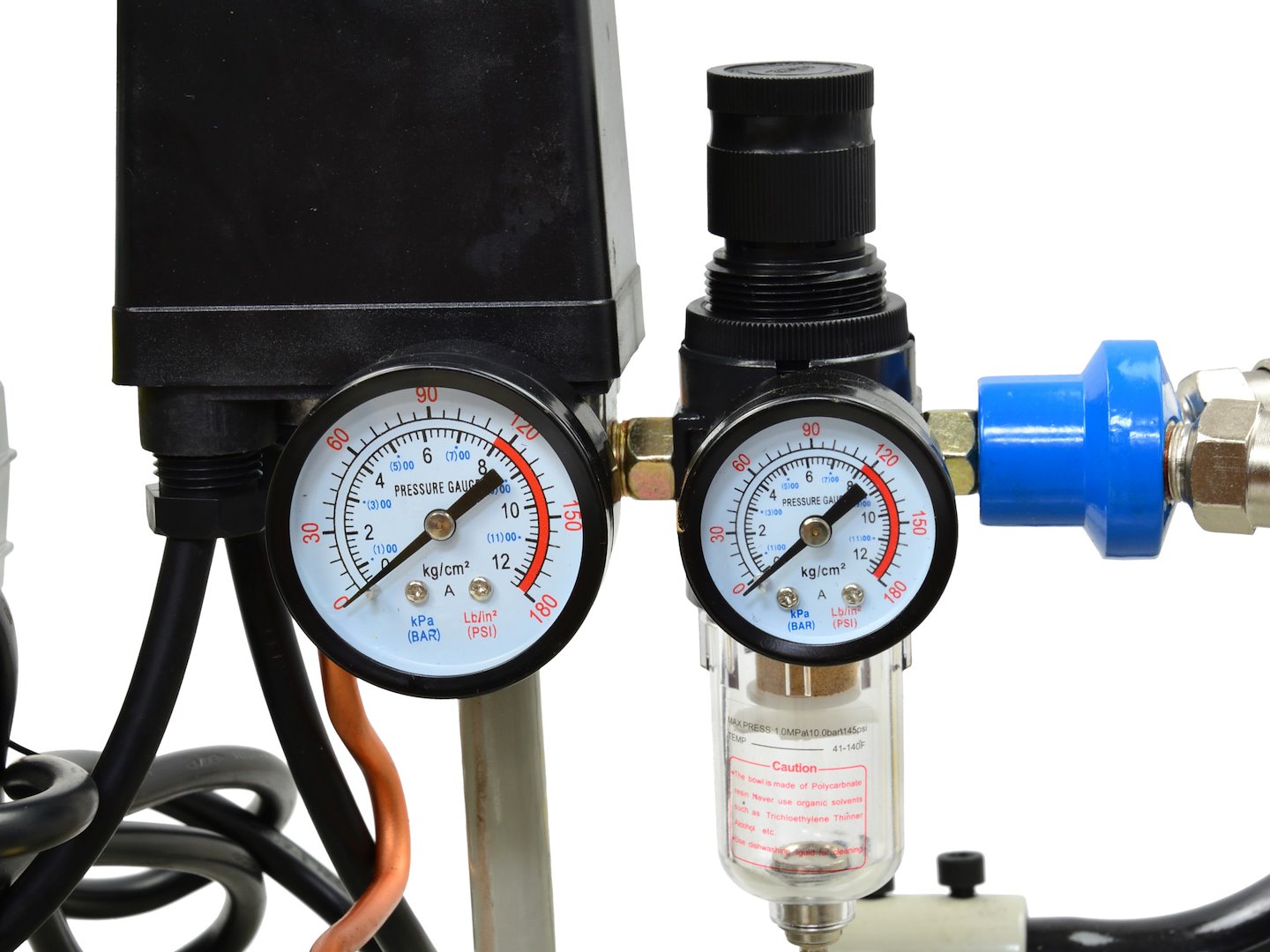 Olejový kompresor Geko 100 l Compact – připojení pneumatického nářadí