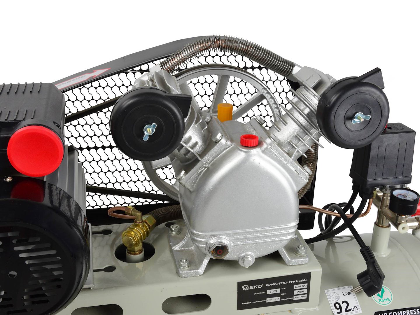 Olejový kompresor Geko 100 l typ V – detail příslušenství