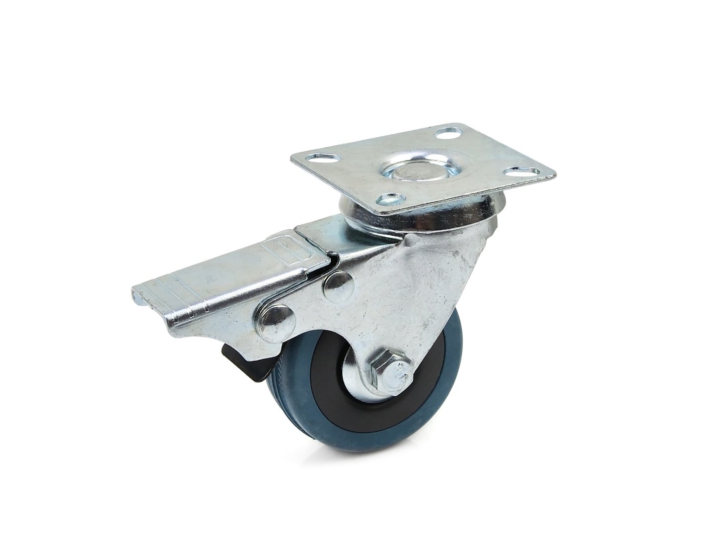 Otočné kolečko s brzdou 50 mm PP/guma Geko – pohled na kolečko s brzdovým mechanismem