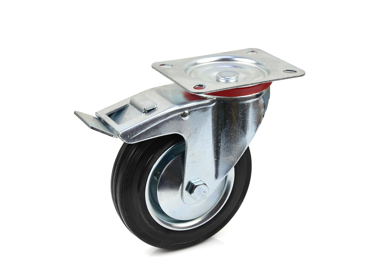 Otočné kolo s brzdou 160 mm Geko – pohled zepředu