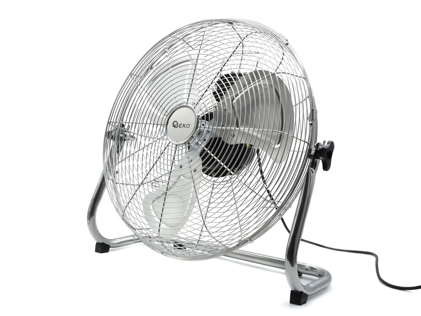 Podlahový ventilátor Geko G80470 40 cm nerezová ocel – celkový pohled
