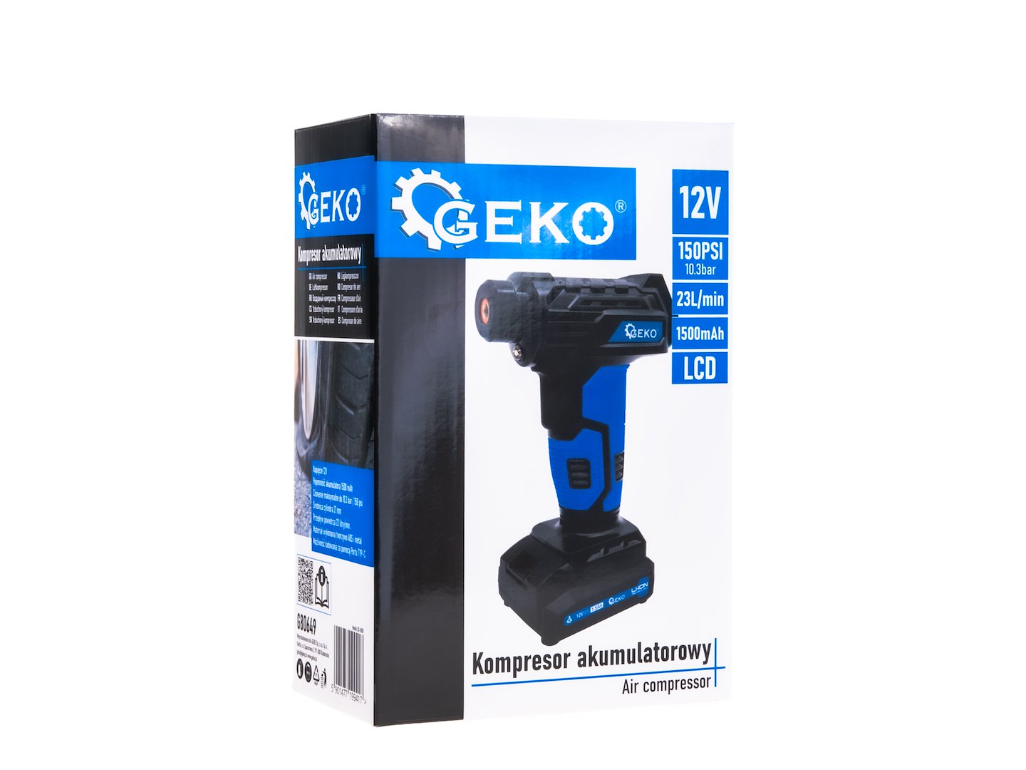 Geko akumulátorový kompresor 12 V LCD – LCD displej detail