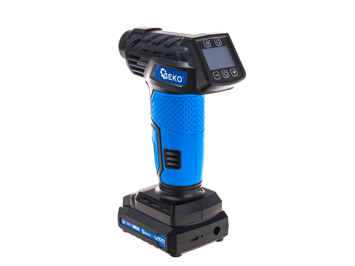 Geko – akumulátorový kompresor 12 V s LCD displejem (0,2–10,3 bar) 7