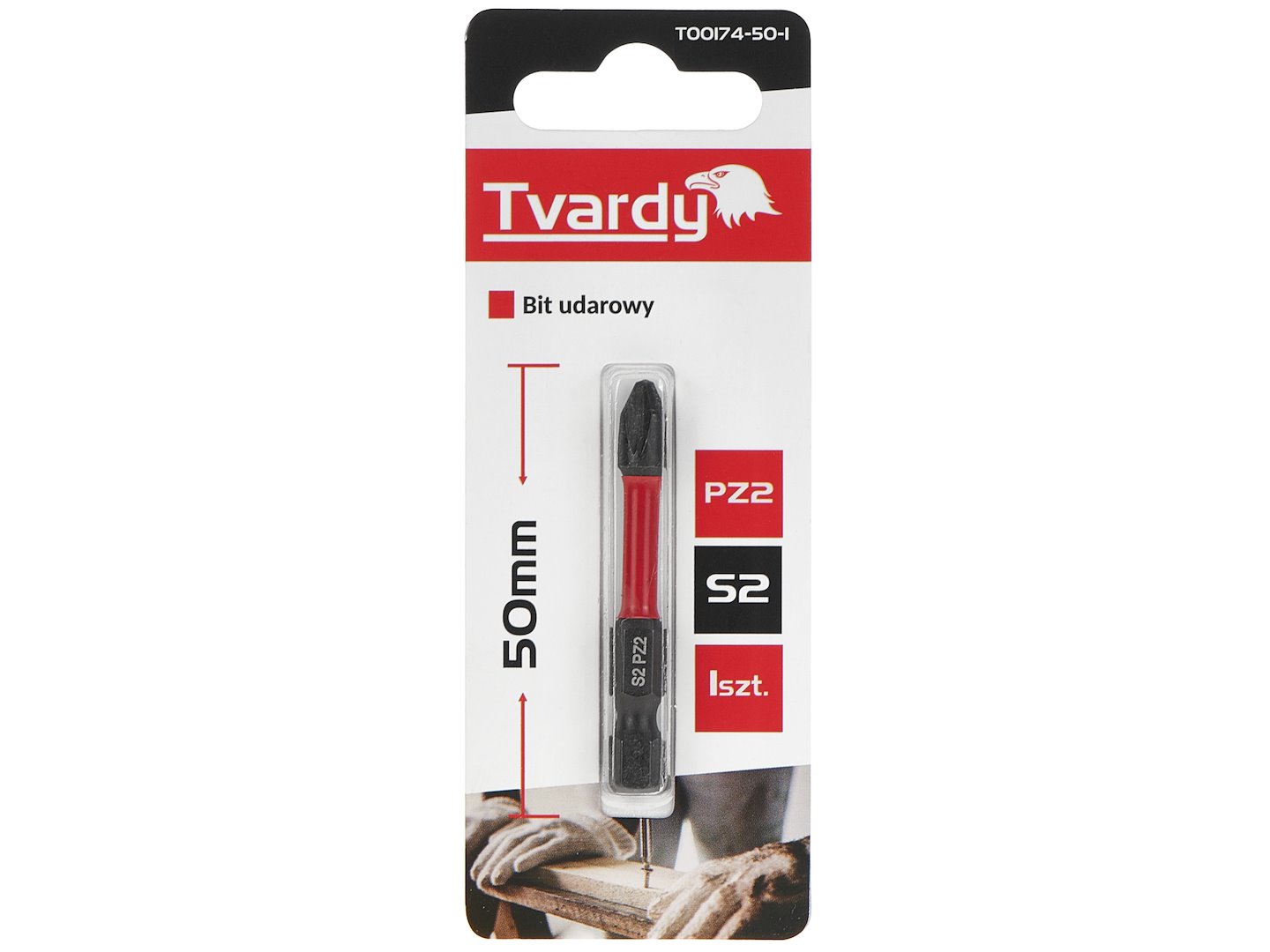 Rázový bit PZ2 50 mm S2 – balení a rozměry
