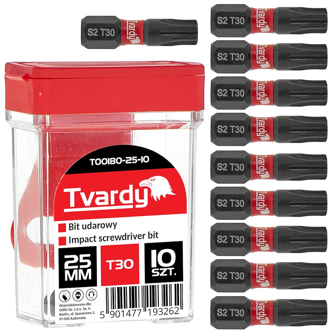 Rázový bit T30 25 mm S2 – pohled na krabičku s bity