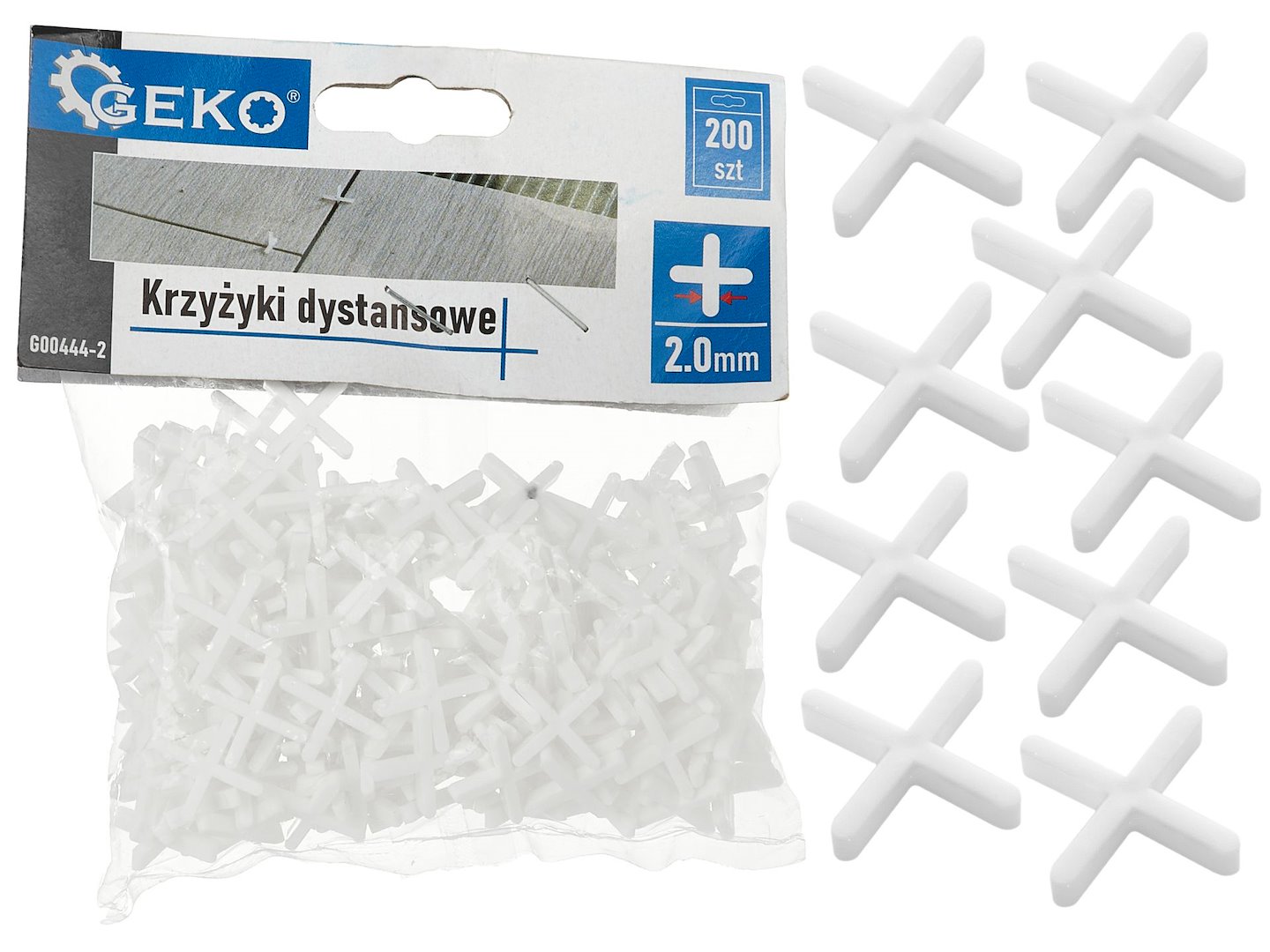 Rozpěrné křížky 2,0 mm Geko – celkový pohled na balení