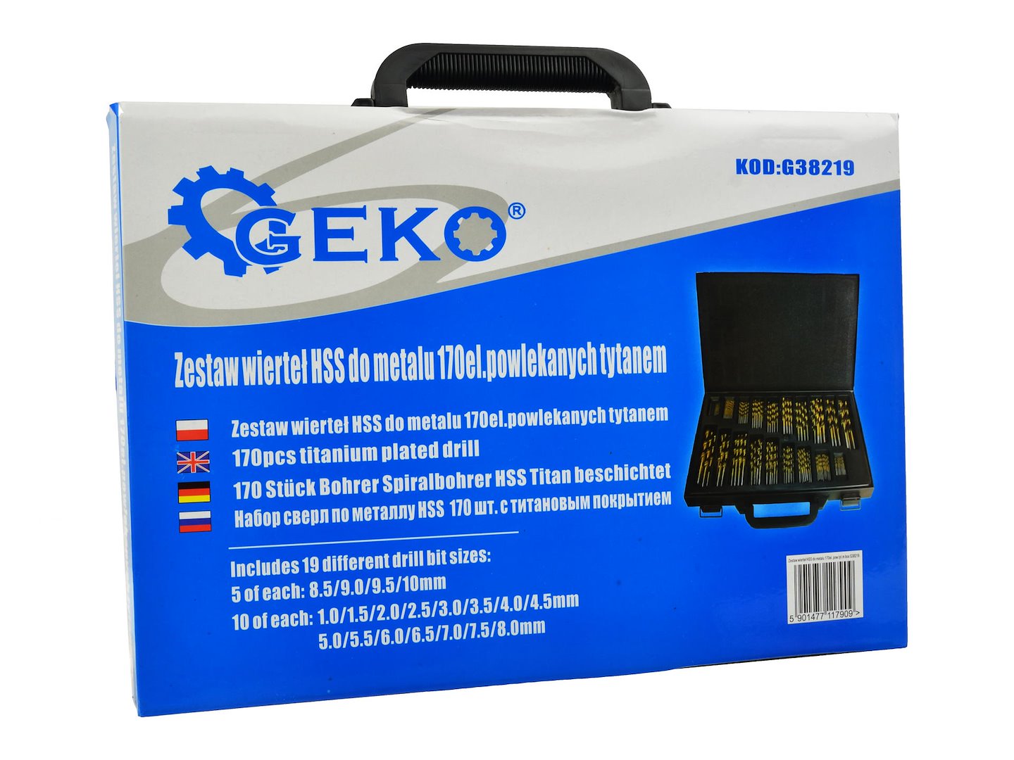 Sada 170 ks HSS TiN vrtáků do kovu v boxu – Geko 8