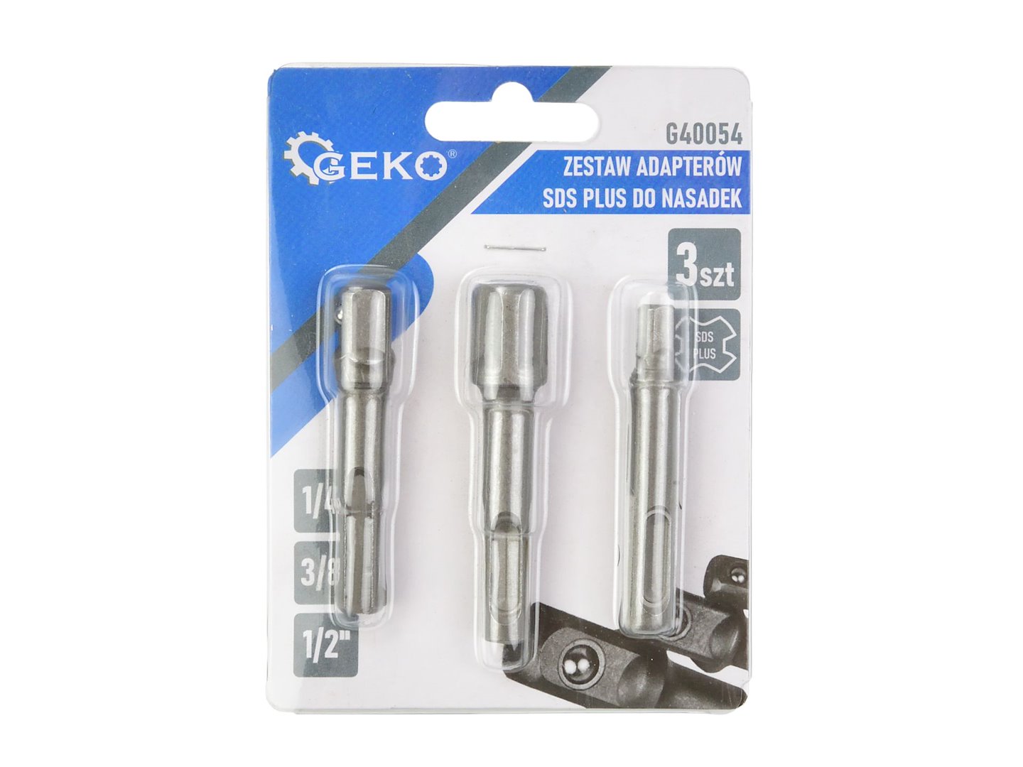 Sada adaptérů SDS Plus Geko G40054 – detail čtyřhranného výstupu