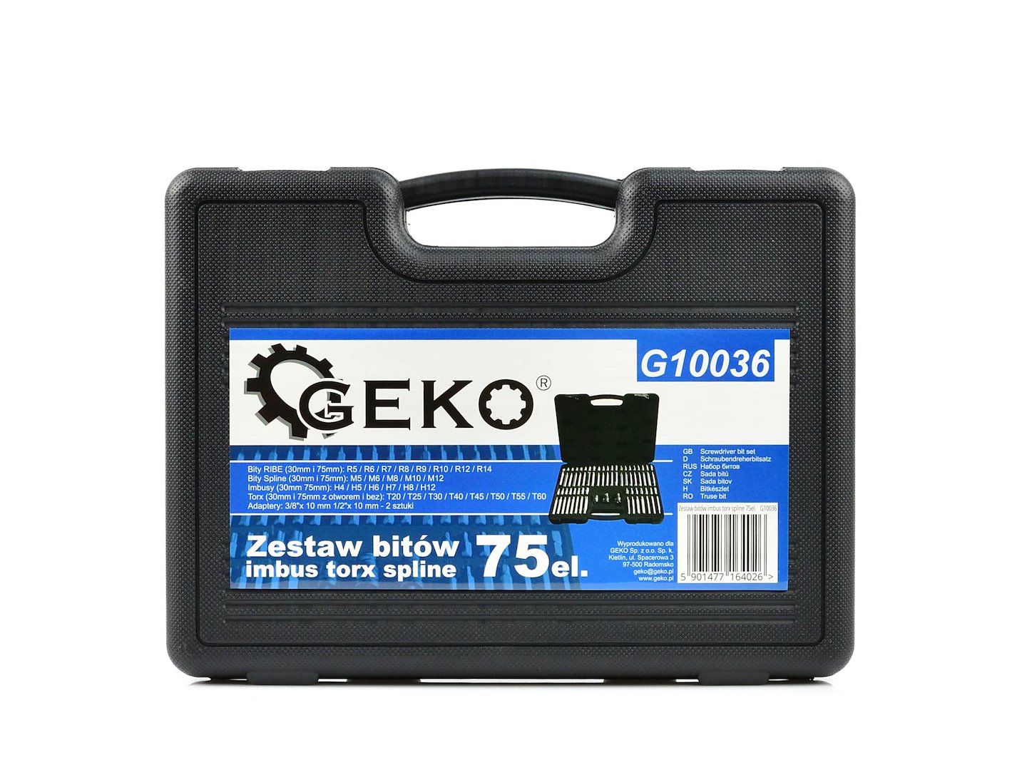 Sada bitů imbus torx spline 75 ks Geko – použití s elektrickým šroubovákem