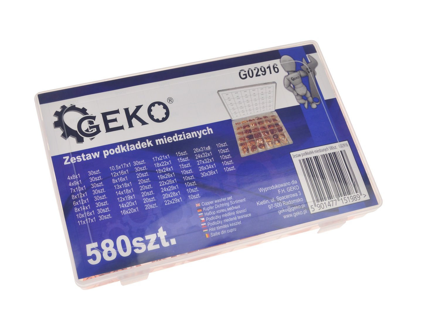 Sada měděných podložek 580 ks – Geko G02916 4