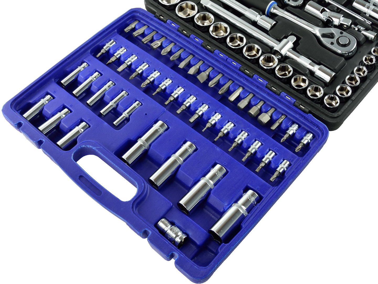 Sada nástrčných klíčů Geko G10100 – detail CrV povrchu