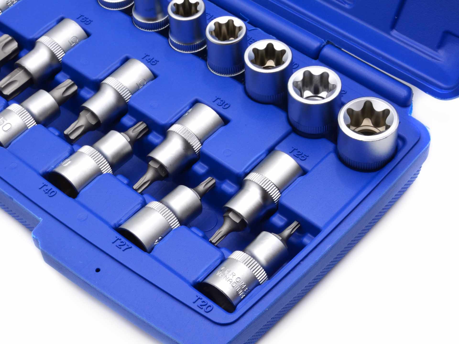 Sada nástrčných klíčů a torx bitů Geko – detail torx bitů