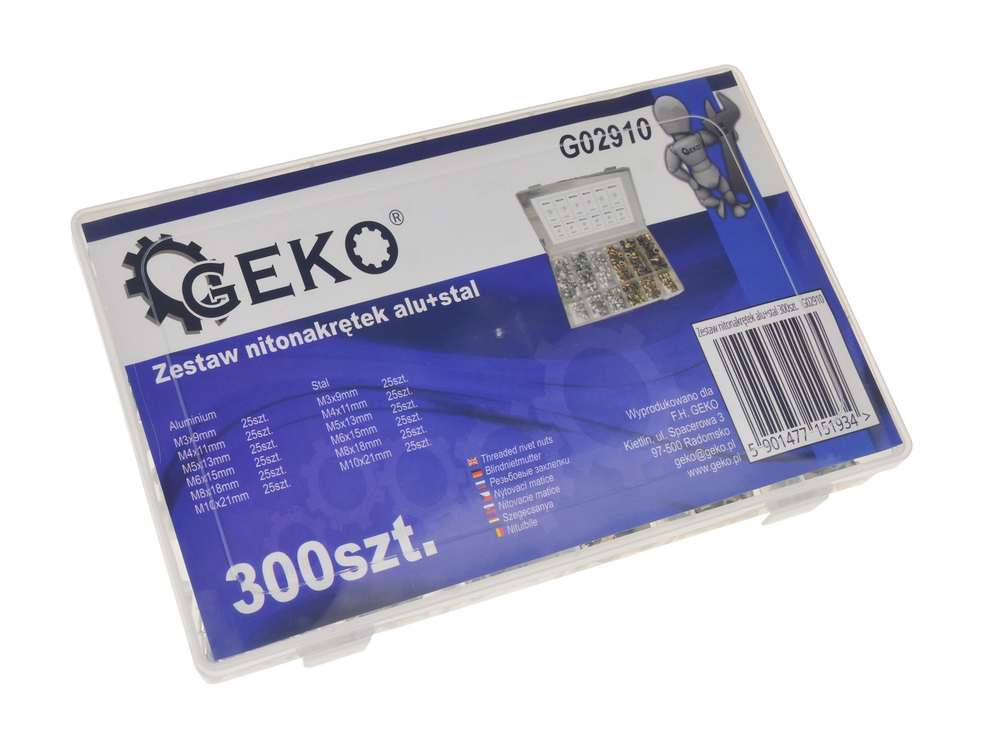 Sada nýtových matic hliník + ocel 300 ks – Geko G02910 4