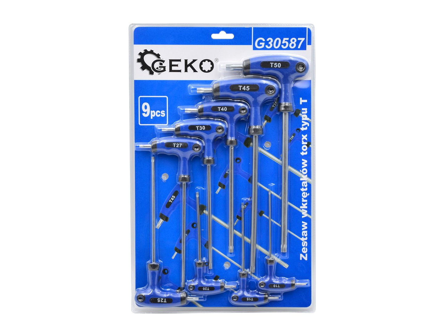 Sada šroubováků Torx T 9 ks Geko – detail T-rukojeti s otvorem pro zavěšení