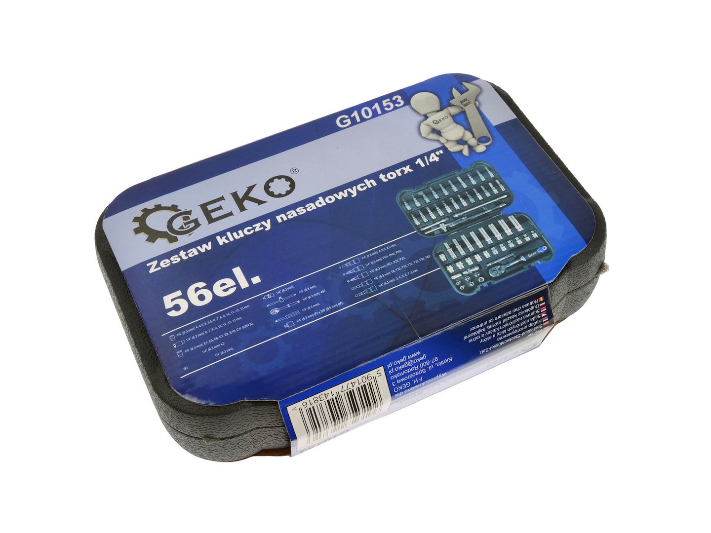 Sada torx klíčů 1/4 56 ks Geko – detail klíčů a velikostí
