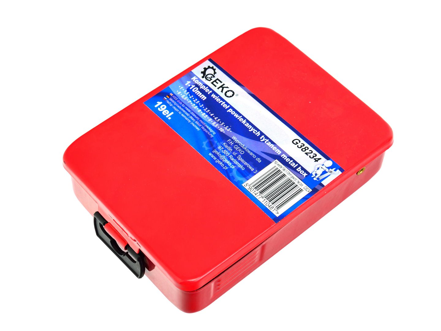 Sada vrtáků 19 ks 1–10 mm HSS TiN – kovová krabička (Geko) 4
