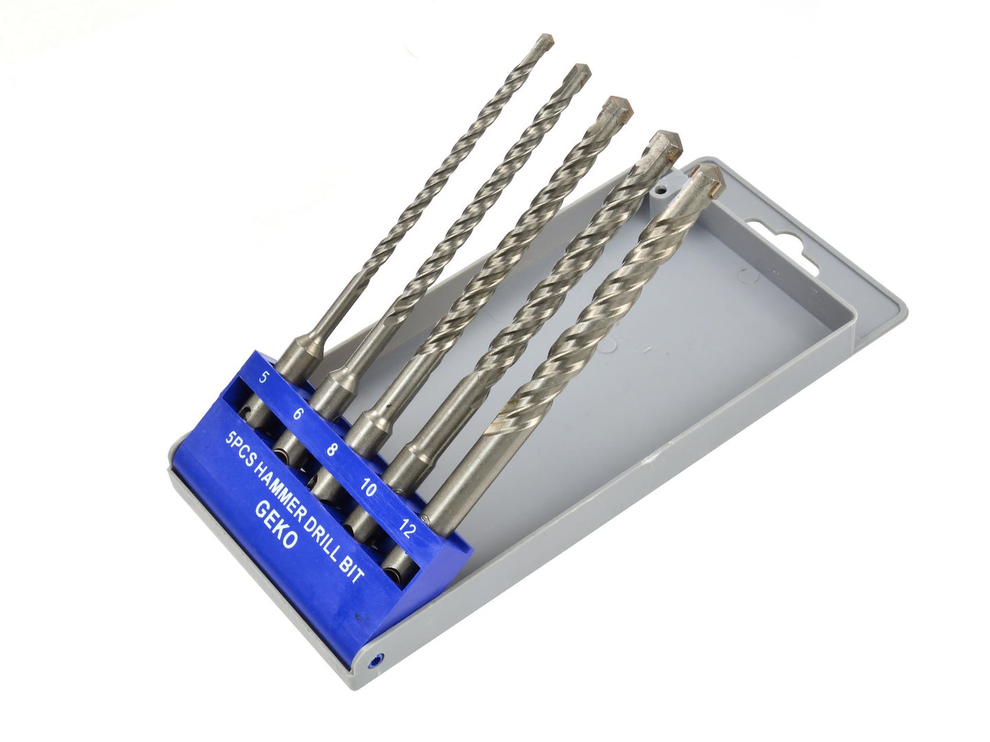 Sada vrtáků SDS Plus 5–12 mm Geko – detail stopky SDS Plus