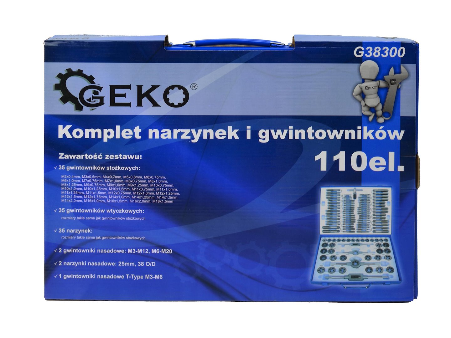 Sada závitníků a závitořezů 110 ks Geko G38300 – detail závitníků