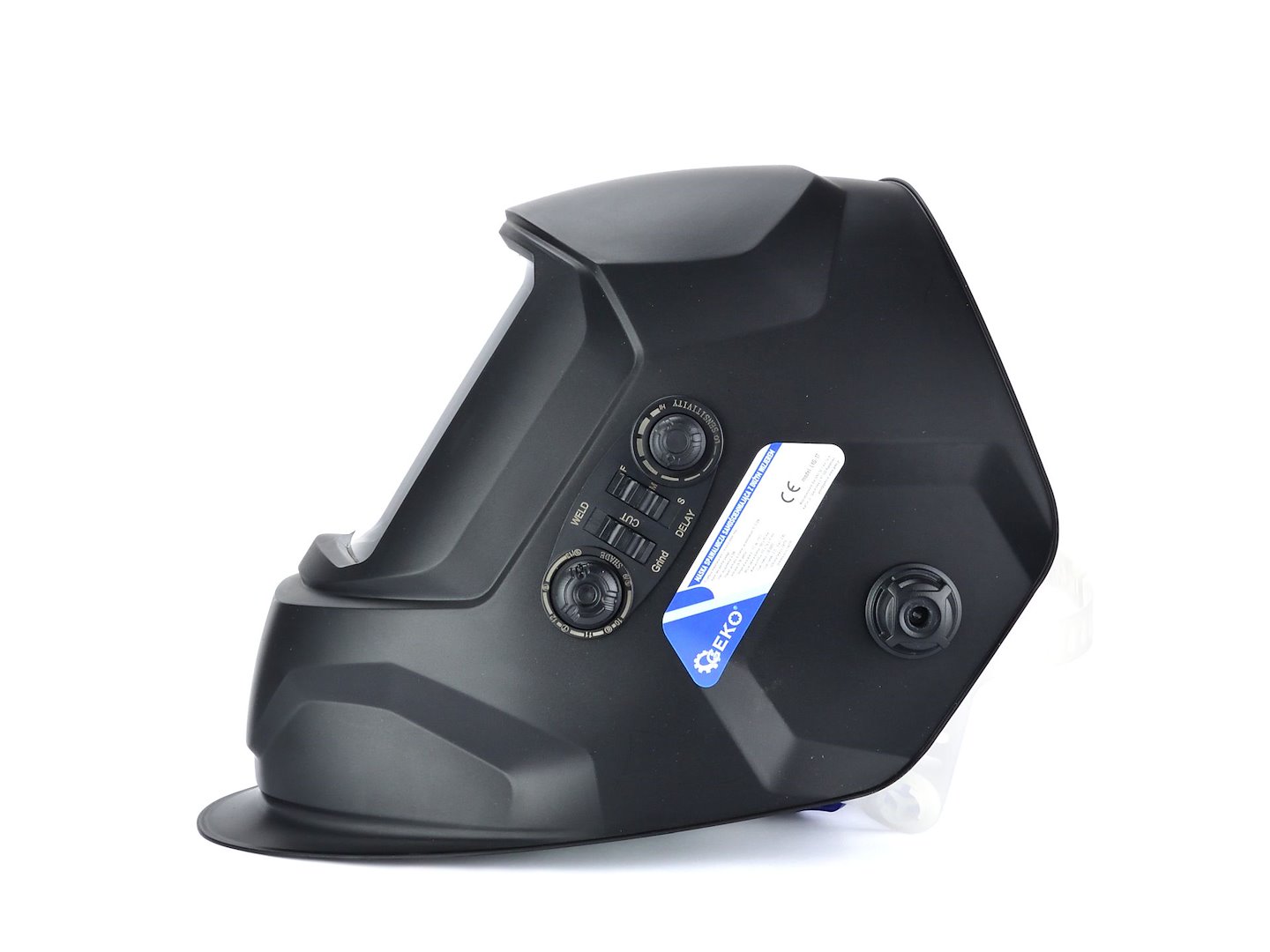 Samostmívací svařovací maska Geko G01880 – detail automatického stmívacího hledí
