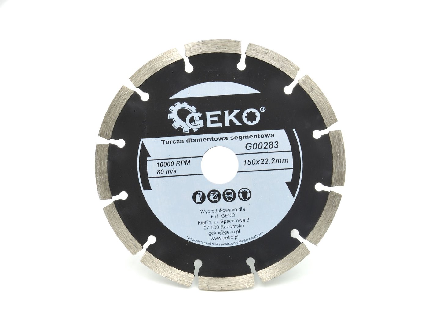 Segmentový diamantový kotouč 150 mm x 22,2 mm – pohled zepředu