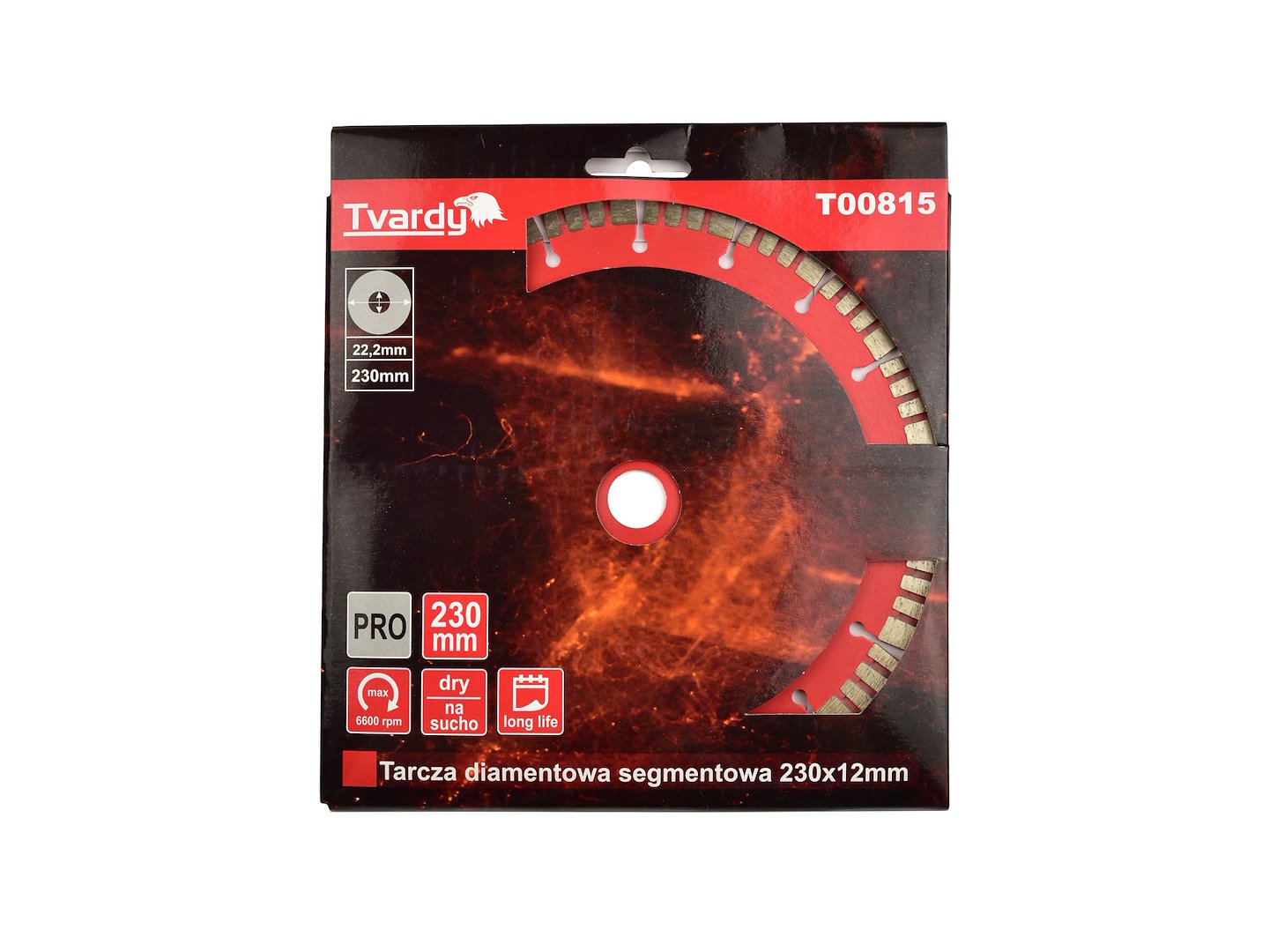 Segmentový diamantový kotouč 230x12mm PROFI – detail středového otvoru a těla kotouče