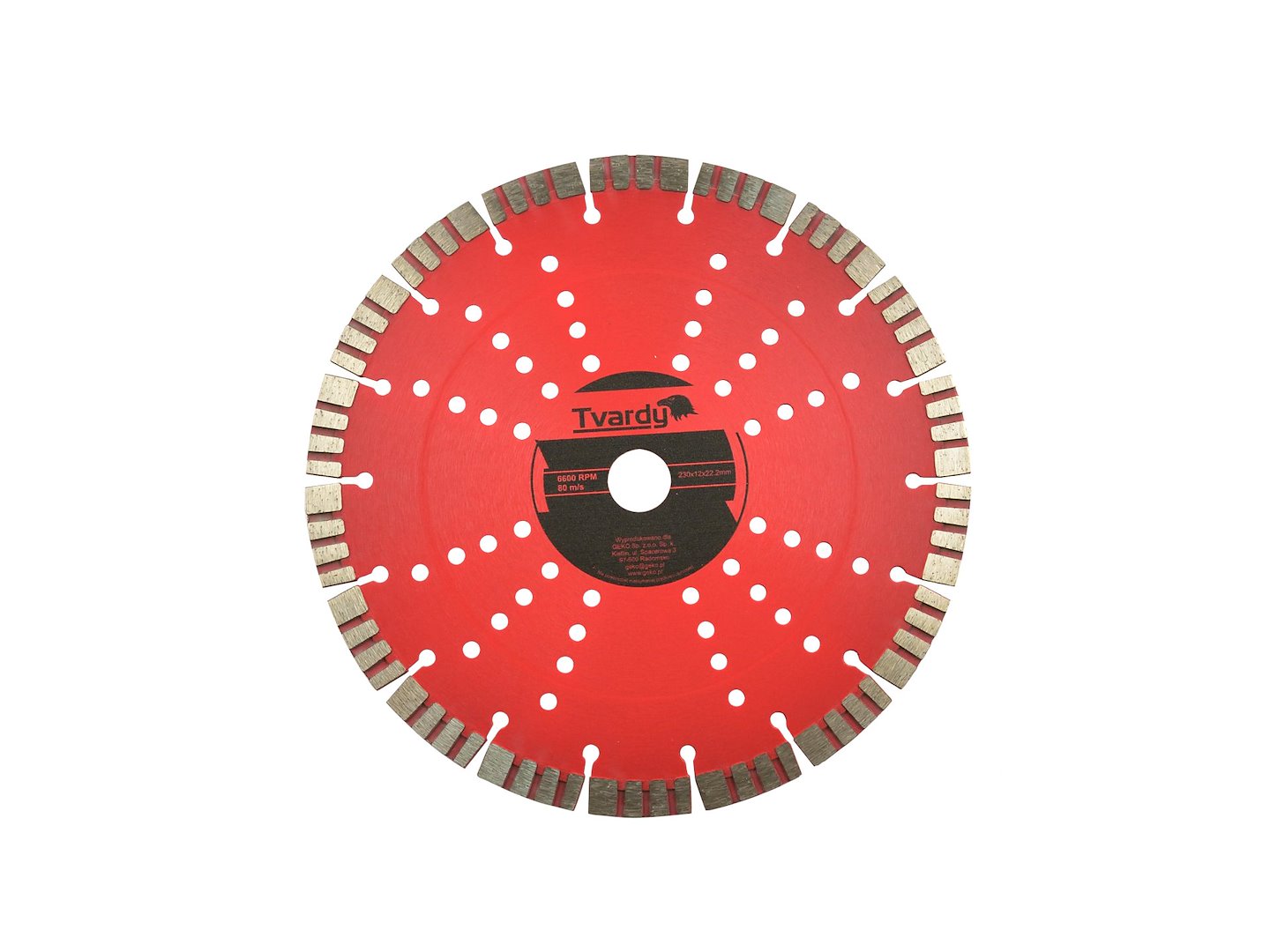 Segmentový diamantový kotouč 230x12mm PROFI – pohled zepředu na segmenty